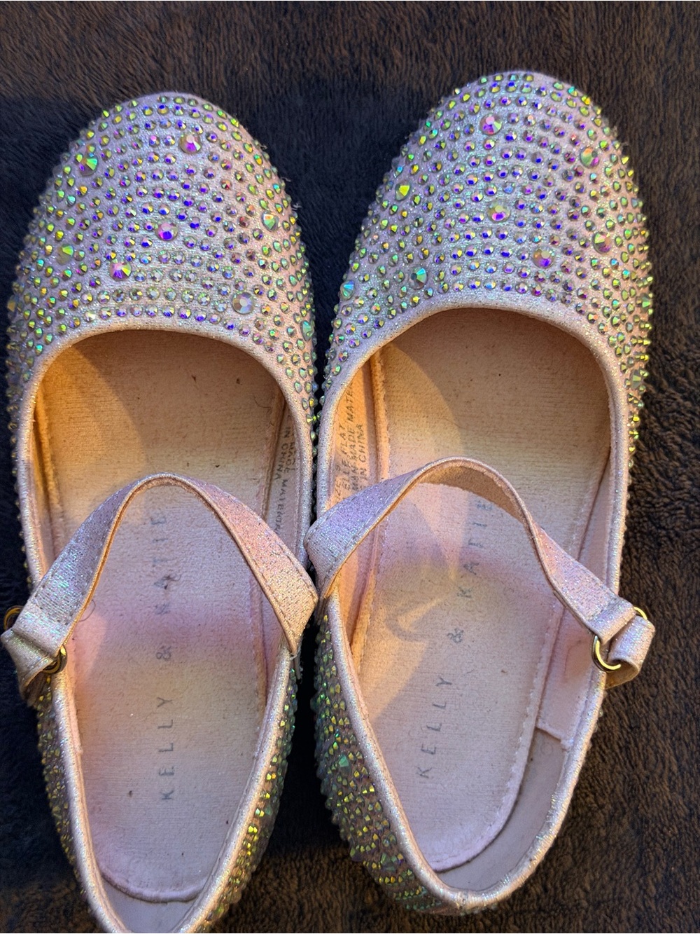 Kelly & Katie Pink Crystal Strap Mary Jane Flats